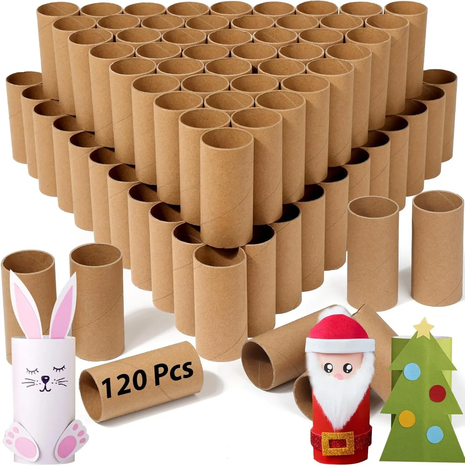 120-Pack Brown Cardboard Tubes for Crafts (1.5x3.4 Inch) | Bulk Kraft Paper Rolls for DIY, Art Supplies, Handicraft Projects & Holiday Decor - Crush Resistant