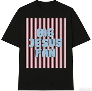 Unisex Big Jesus Fan Washed T Shirt Plus Size Cotton Tee