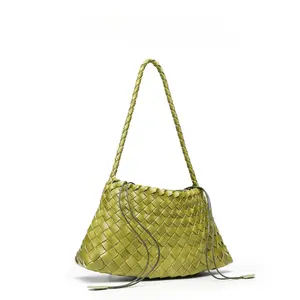 Woven Leather Purse Women's Underarm Shoulder Bag Casual Tote Premium Soft PU Leather Thick Braided Strap Slouchy Dumpling Shape Large Capacity Lightweight Versatile for Ladies Young Women College Students Work Commute Shopping Everyday Chic Wear