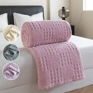 1pcs classic jacquard waffle blanket, ultimate cozy, super soft and machine washable design for all seasons, perfect for sofa, bed, office and travel, perfect for snuggling up on a chilly night, Fluffy Blanket, Cozy Throw Blanket, Breathable Soft Blanket
