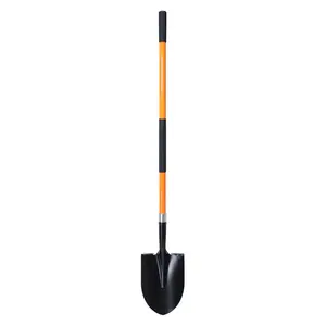Heavy Duty Gardening Shovel, 56 Inch Round Blade with Fiberglass Handle (Orange)