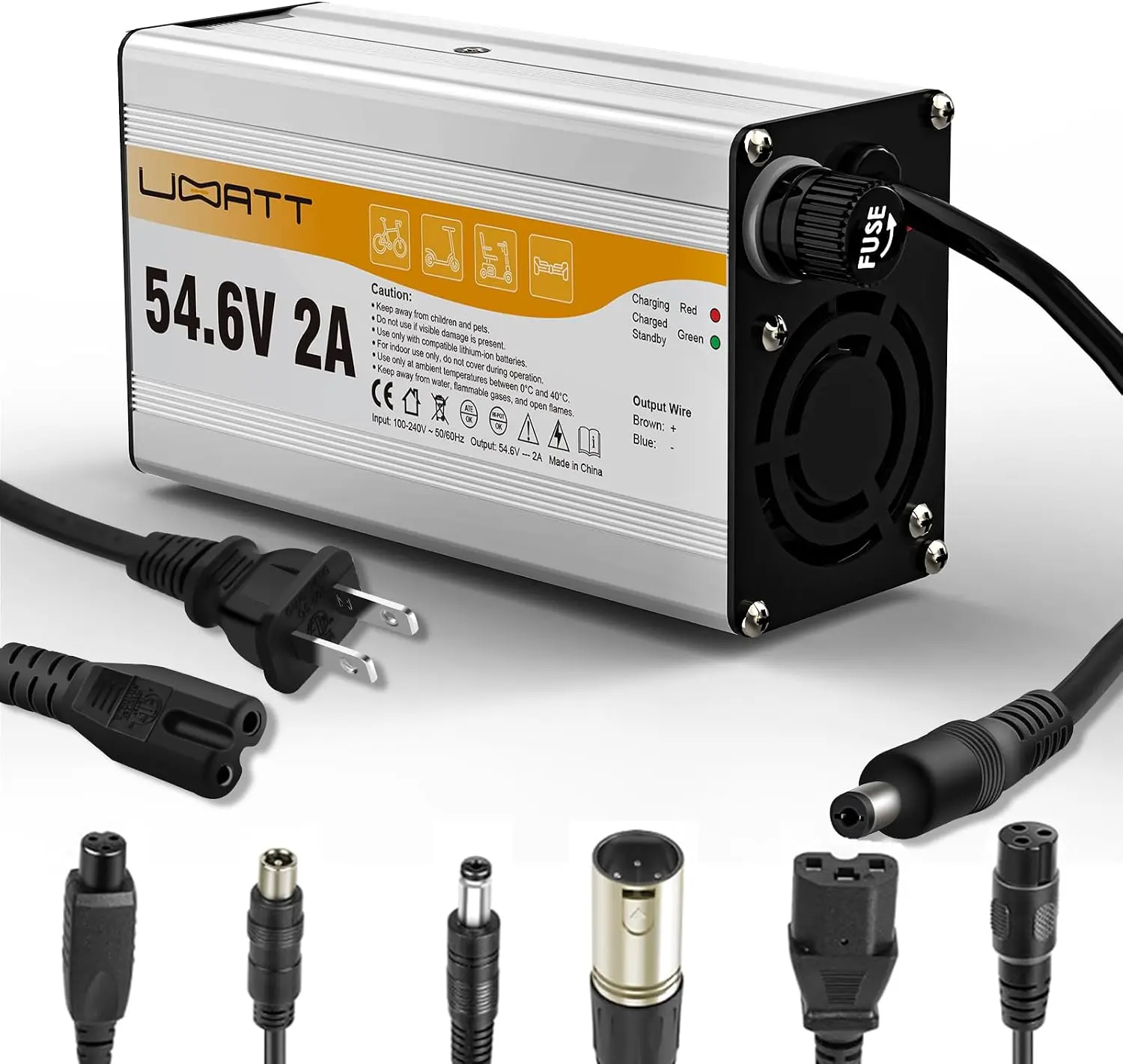 54.6V 2A Charger for 48V Lithium-ion Battery ebike Electric Bike Electric Scooter Charger Hoverboard Replacement with 7 Connectors