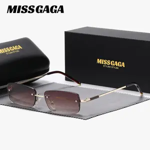 MISSGAGA High-End Luxury Metal Rimless Fashion Glasses Party Square Hiking Fashion Glasses
