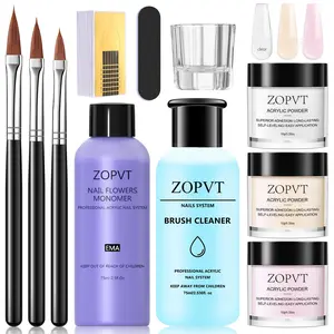 Acrylic Powder Set, Choose From Transparent Color, Nude Tone, Includes Liquid & Brush Cleaner, Ideal for Home DIY Nail Art Extension, Acrylic Nail Extensions