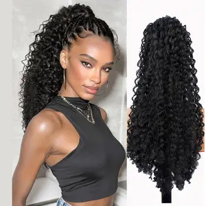 Drawstring Ponytail Extension 20Inch Short Afro Kinky Curly Ponytail for African Women Fluffy Pony Tails Hair Extensions Synthetic Hairpiece for Daily Use
