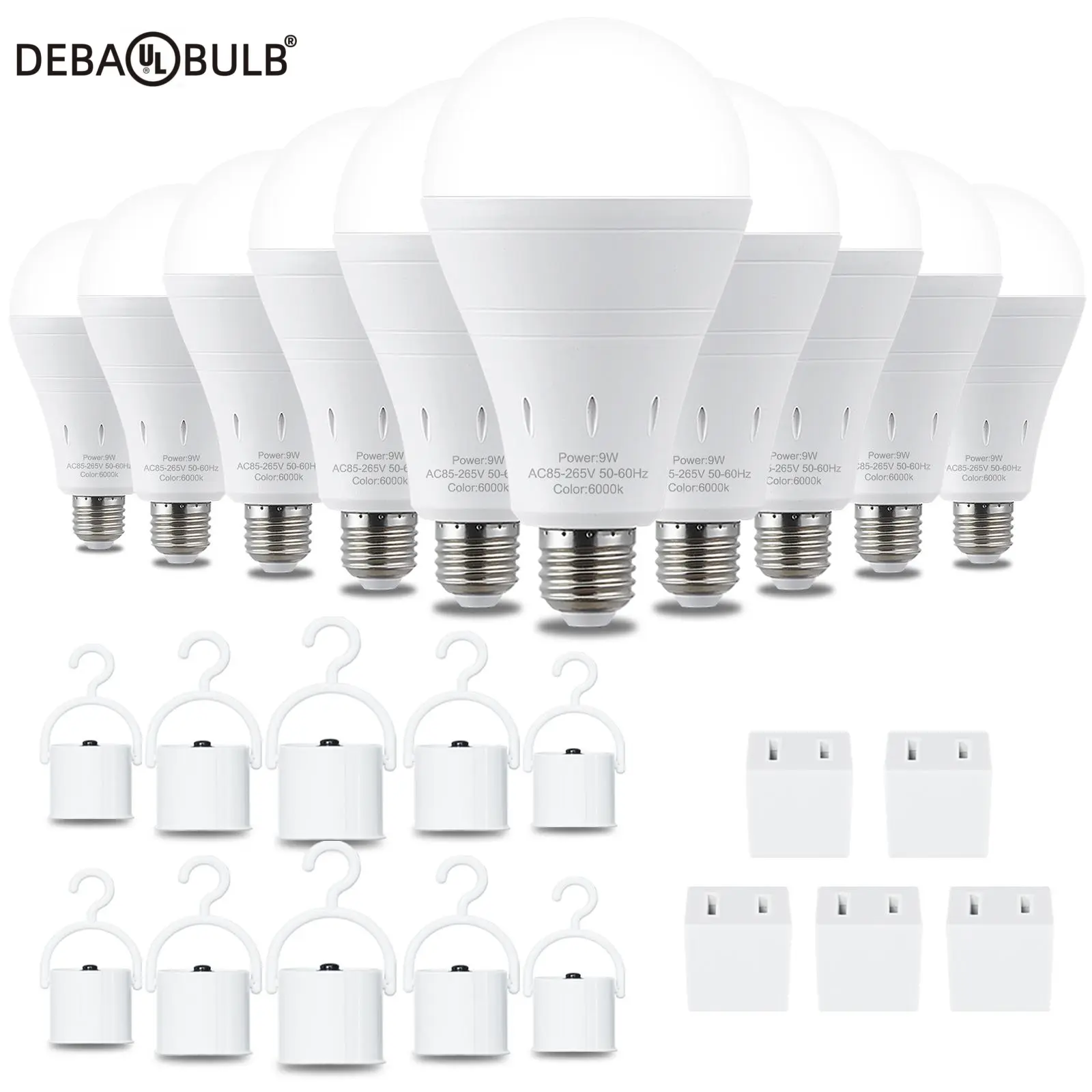 DEBAOBULB Rechargeable Emergency Light Bulbs  Battery Powered LED Light Bulb 6000K Daylight E26 120 Volt 9W 60W Equivalent with 1200mAh for Home Power Outage Camping Hurricane summergarden