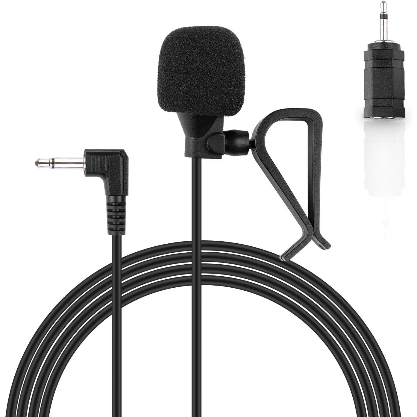 3.5mm Omni-Directional Car Microphone with Adapter, Connector, Mount, Clip & Cable - Boss Compatible, External Hands Free for Car Audio Installation (50Hz-20kHz) - Replacement for Pioneer Kenwood JVC Sony Jensen Alpine Stereo Head Units
