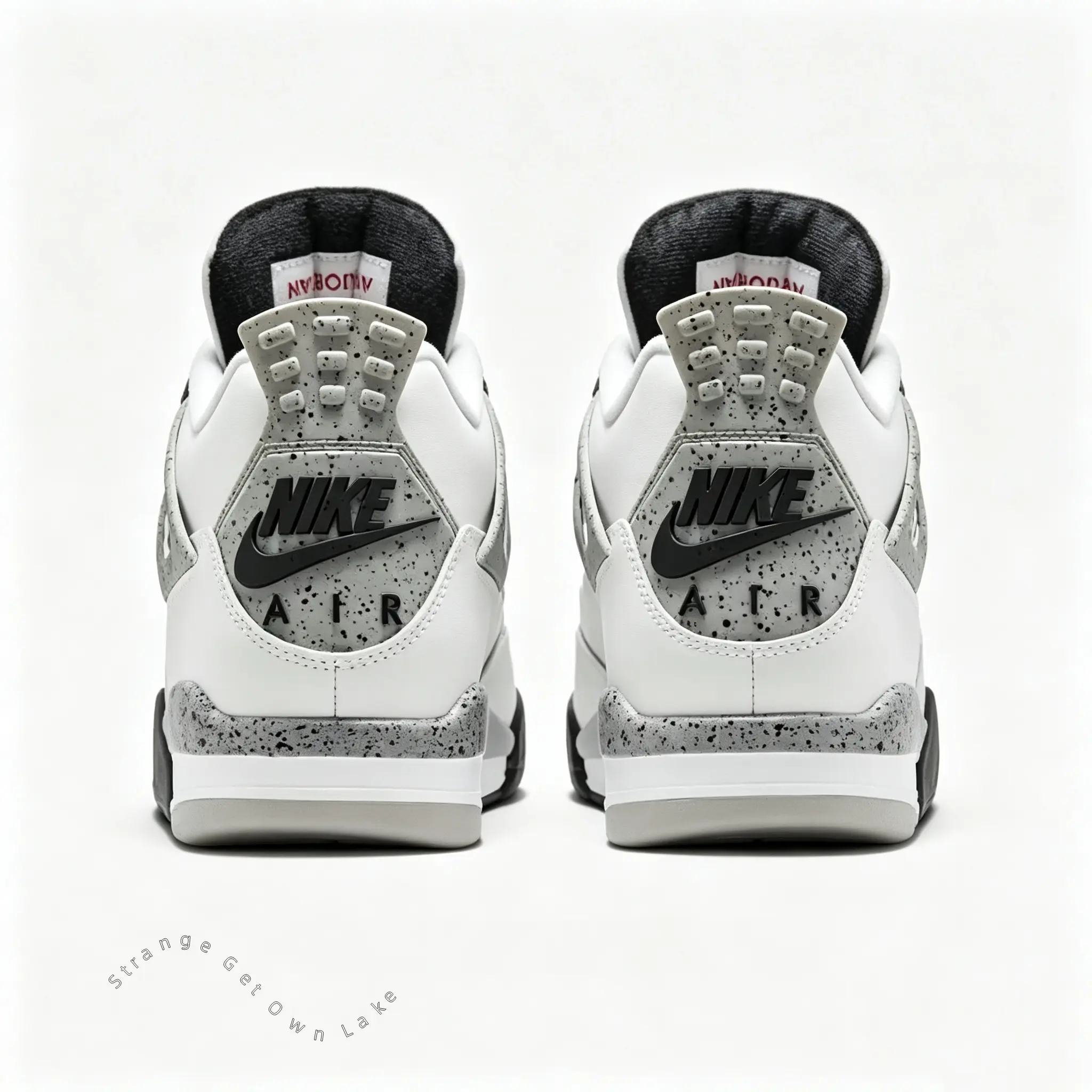 White Grey Cement Mid Top Retro Basketball Sneakers, Leather & Mesh Breathable Casual Street Shoes