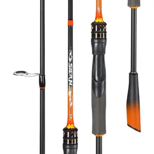 IM6 Graphite Fishing Rod 2-Piece Casting Spinning Rod Stainless Steel Guides Zirconium Rings EVA SuperPolymer Split Handle Hook Keeper for Bass Walleye Pike Freshwater Saltwater Travel Fishing Rods