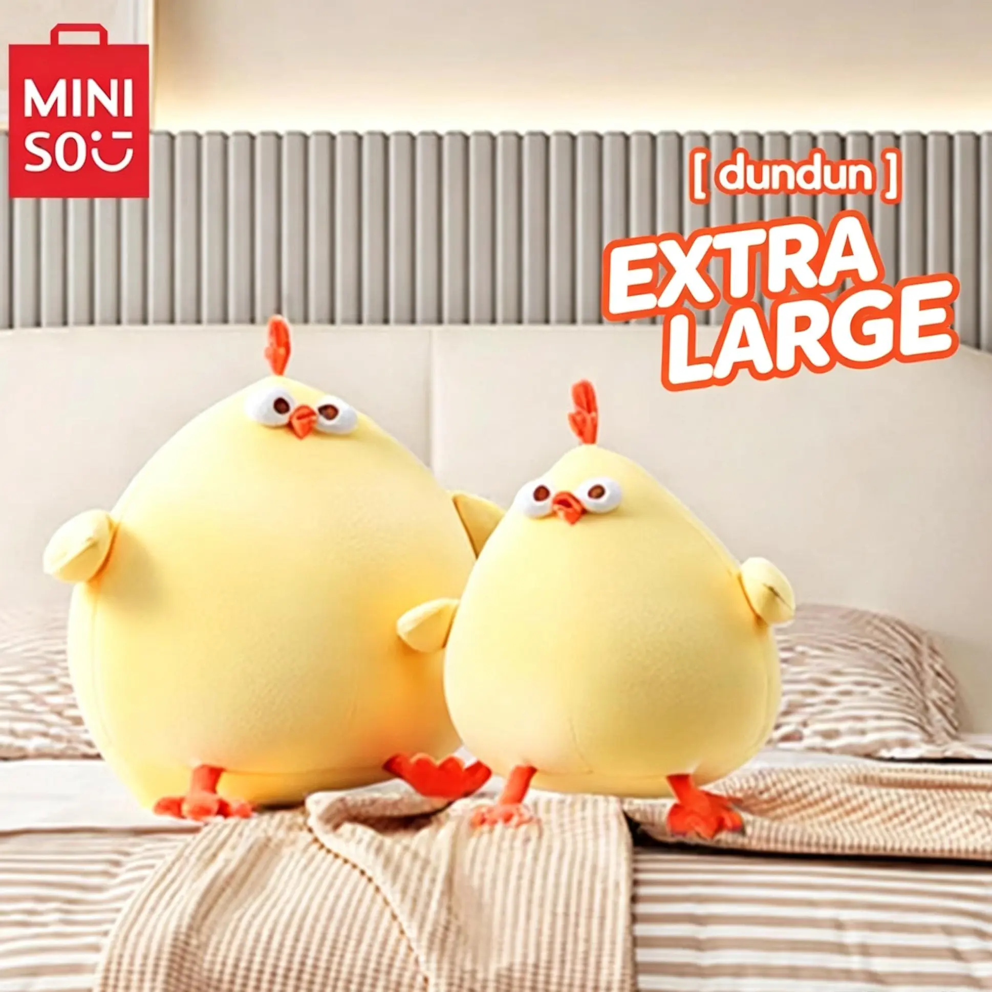 MINISO DunDun Chicken Soft Plush Toy - Polyester Stuffed Animal, Unisex Kawaii Character Doll, Collectible Gift for Anime Lovers, Back To School