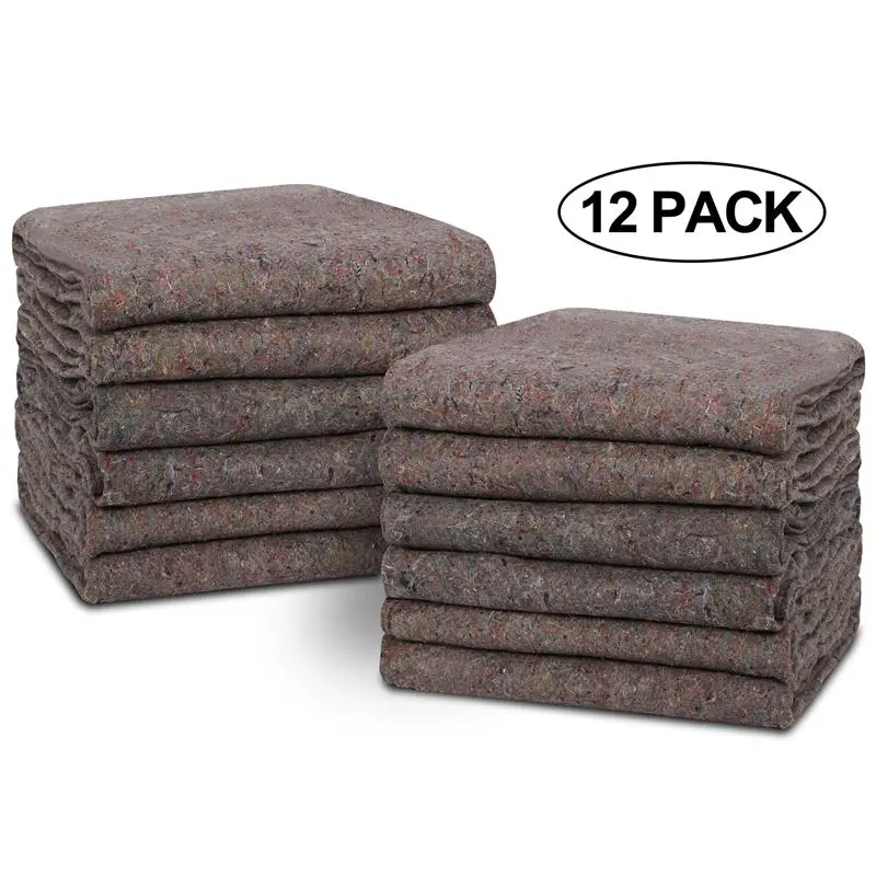 12 Moving Blankets 53x74 inch Heavy Duty Professional Quality Ultra Thick Gray