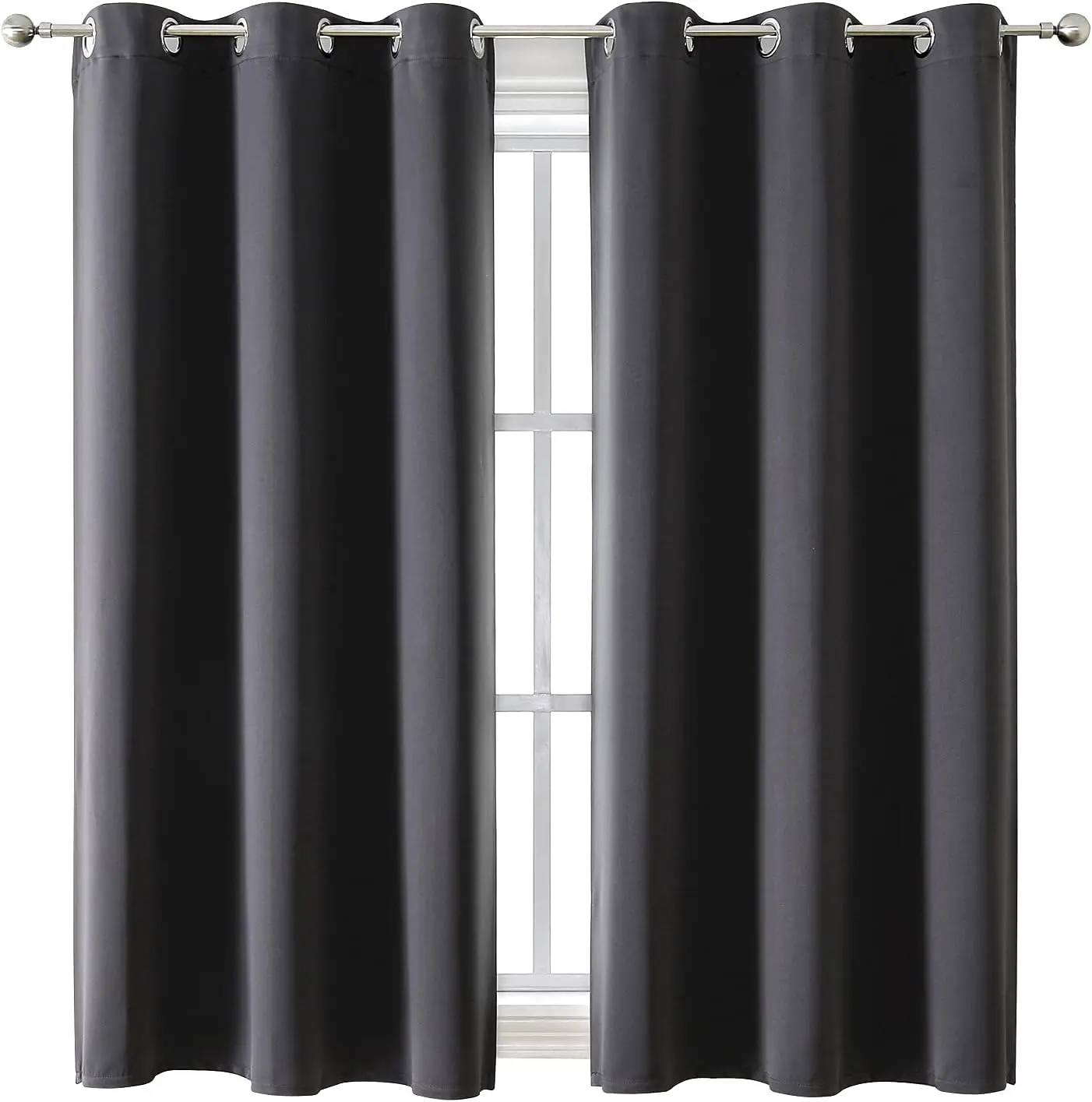 ChrisDowa Grommet Blackout Curtains for Bedroom and Living Room - 2 Panels Set Thermal Insulated Room Darkening Curtains (Dark Grey, 42 x 63 Inch)