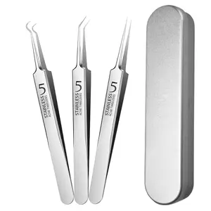 3pcs Blackhead Tweezers, Blackhead Removal Tweezers, Blackhead Extractor, Pimple Popper Tool Kit, Blackhead Remover Tools, Professional Stainless Skin Zit Acne Blemish Whitehead Popping Removing Surgical Tools Set, Silver, Remove Blackhead