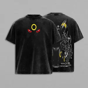 Pocket Monsters Umbreon Vintage Unisex Oversize Anime Manga Acid ed Heavyweight Cotton T-Shirt For Fans Ultra Comfy Tee Lightweight Everyday Tee