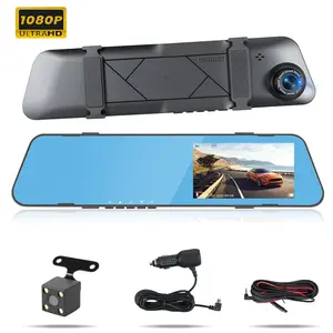 4.5” Mirror Dash Cam Front and Rear for Car,1080p Full Rear View Mirror Camera Dash Cam for Cars & Trucks,Dual Cameras with Parking Monitoring,Reversing Assistance,Loop Recording,G-Sensor,Night Vision