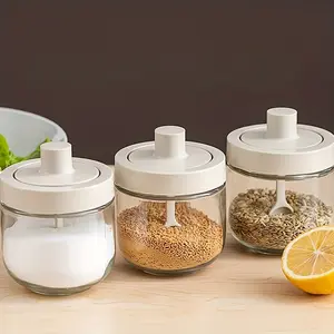 [Seasoning Pot] 3pcs Seasoning Containers, Spices Containers | Kitchen Spice Jar, Seasoning Storage With Lid, Food Storage Box With Spoon, Kitchen Gadgets