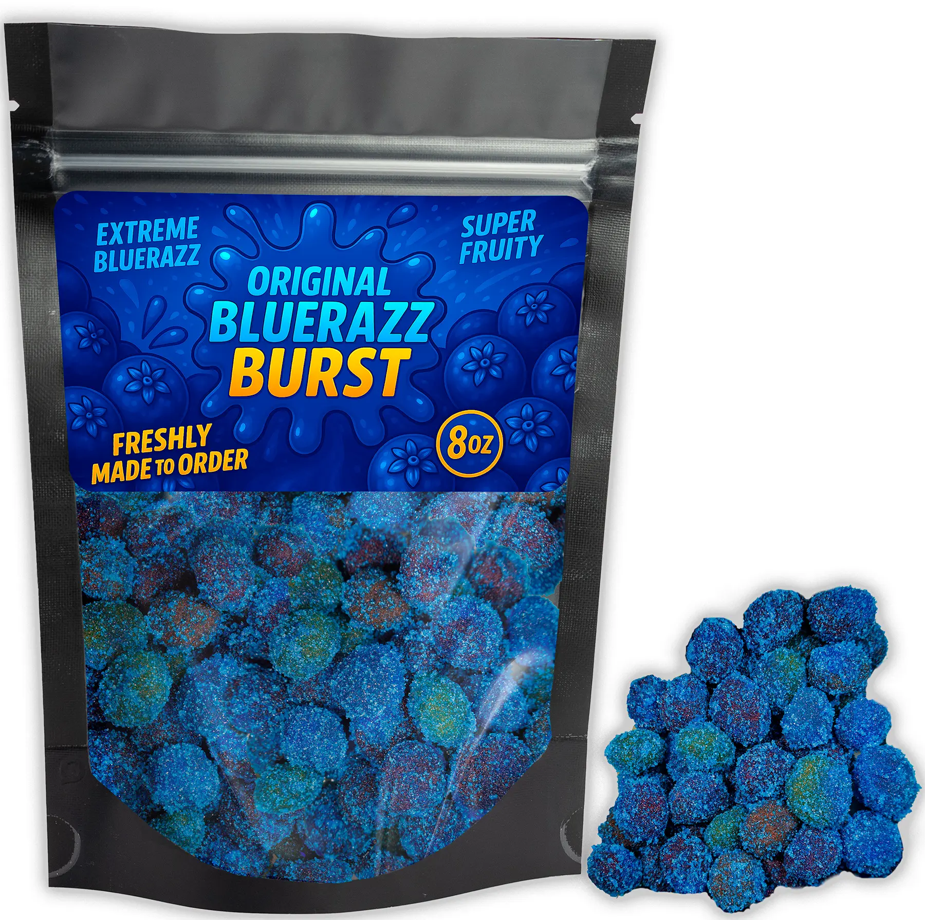 Original Blue Raspberry Gushers Candy - (8oz Large Bag) - Original BlueRazz Gushers Snack  - Ships Same Day!