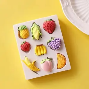 1PC Mini Fruit-Shaped Clay Moulds for Strawberry Banana Grape, Silicone Resin Drip Moulding Accessories for DIY Crafts
