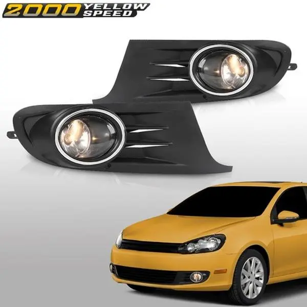 Bumper Fog Lights w/ Bulbs Bezels Fit For Golf MK6 TDI Jetta Sport Wagon 2010-2014