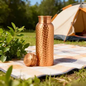 27 oz (800 ml) Copper Hammered Portable Drinkware Tumbler - Leakproof, Washable, Durable, Hygienic Reusable Eco-Friendly Copper Water Bottle, Handcrafted in India, Ideal for Fitness, Gym Gifts