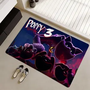 Game Poppy Playtime Floor Mat Non-Slip Soft Flannel Thickened Rug, Cartoon Pattern Rug, Indoor Door Mat, Absorbent Wear-Resistant Floor Mat for Living Room, Hallway, Entryway, Durable Home Decoration Mat for Indoor Daily Use