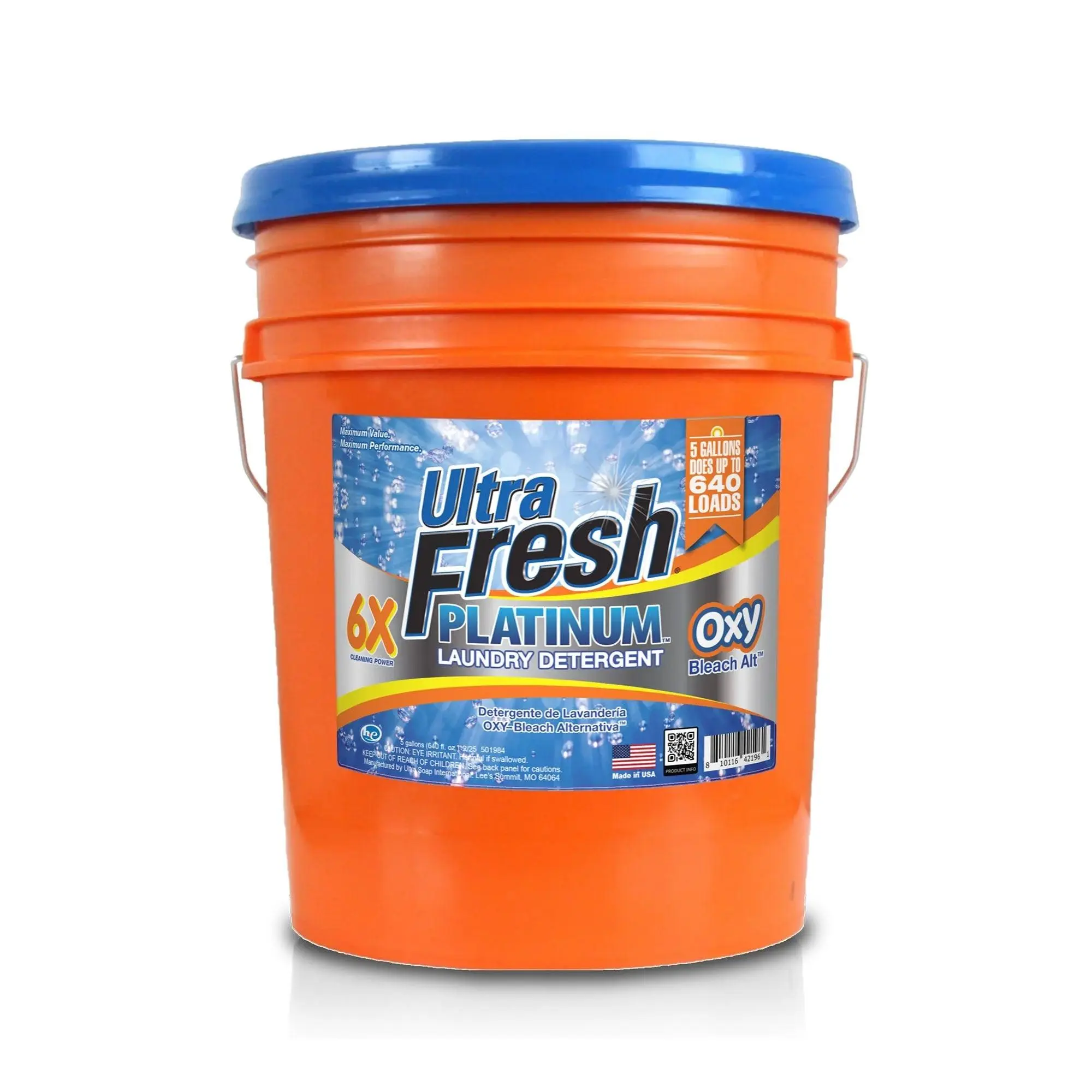Ultra Fresh 6X Platinum Laundry Detergent, Up to 640 Loads, Bleach Alt, 5 Gallon Ultra Fresh 6X Platinum Laundry Detergent, Up to 640 Loads, Bleach Alt, 5 Gallon