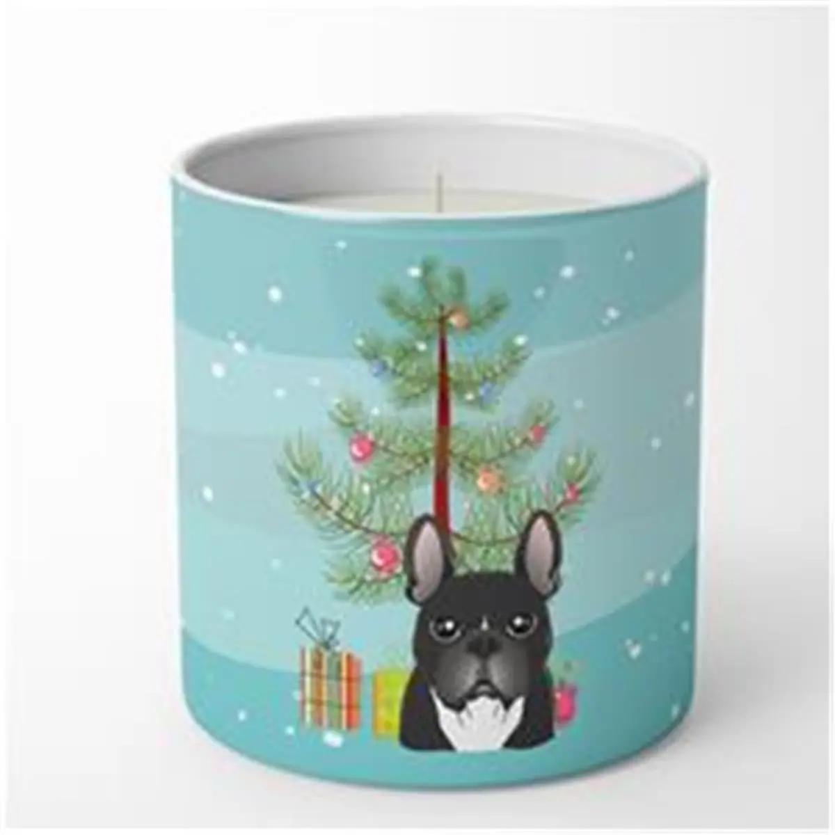 Unisex 10 oz Decorative Soy Candle - 3.75x3.25 in, Christmas Tree & French Bulldog Design, Hand-Poured, Fragranced Scent, Cotton Wick, Home Decor Supply