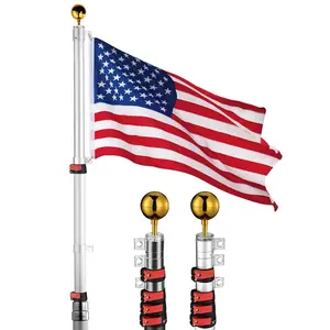 Yescom American Aluminum Telescopic Flag Pole Set 25' Banner Decoration
