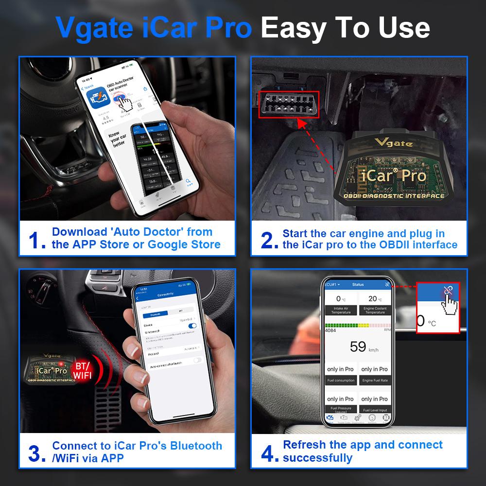Vgate iCar Pro V2.3 Bluetooth 4.0 OBD2 Code Reader Check Engine Light Car Diagnostic Scan Tool