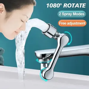 1pc 1080° Swivel Faucet Aerator, Universal Mechanical Arm Faucet Extender, Dual-Mode Water Saving Tap Nozzle, Anti-Splash Filter Adapter For Bathroom Kitchen Sink