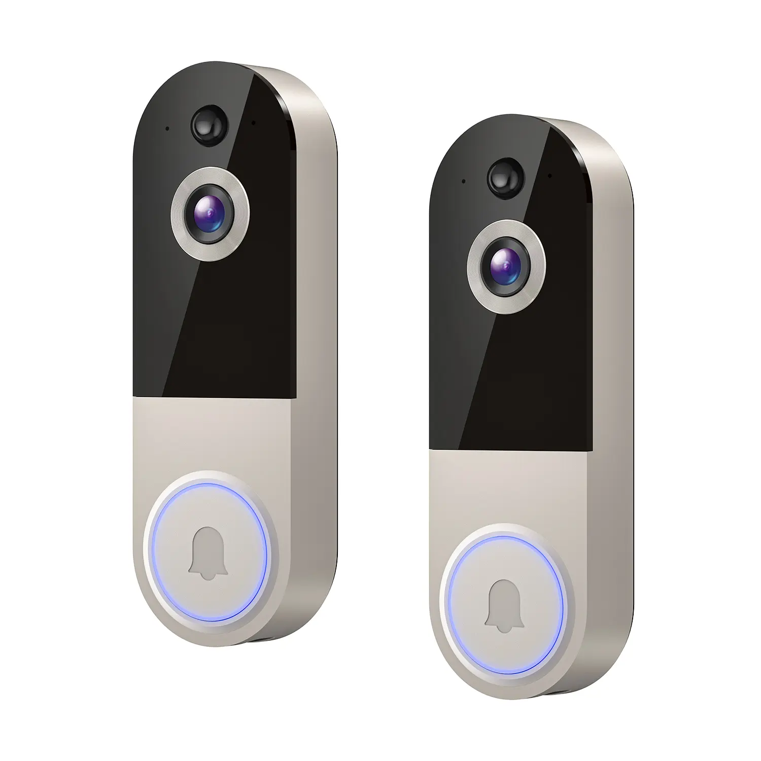 2PC Wireless 1080p Video Doorbell Camera, AI Human Detection, Live View, 2-Way Audio,  Night Vision, 2.4G Wi-Fi, Cloud Storage, Indoor/Outdoor Surveillance Cam