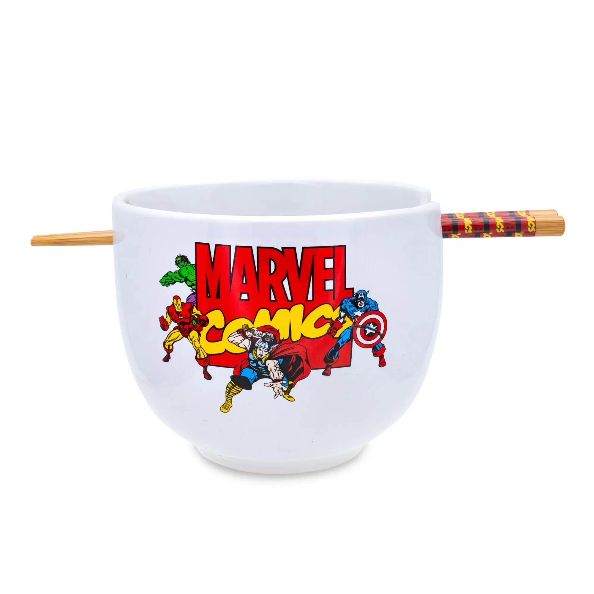 Marvel Comics The Avengers 20-oz Adult Noodle Ramen Bowl and Chopstick Set, Kitchen Cutlery Tableware Dinnerware Set