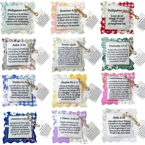 12 Pack Prayer Quilt with Cross Inside, pantchwork Pocket Prayer Quilt squares, Pastor Appreciation Gifts, Prayer Closet Essentials, Scripture Comfort for Cancer Patients & Women (shape shape)
