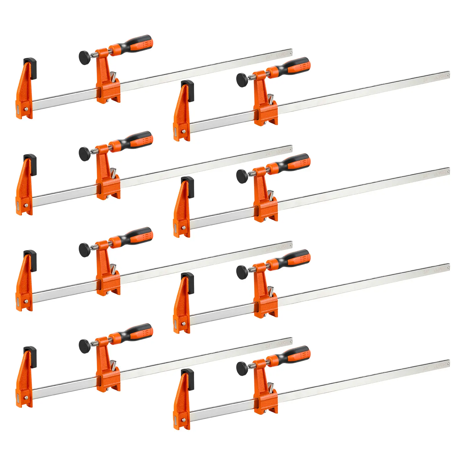 【summerfinds】VEVOR Bar Clamps for Woodworking, 8-Pack, 24" Opening F Clamps, 600 lbs Load Limit, with Plastic Pad and Self-Locking Design, Premium Cast Iron and Carbon Steel, for Wood Working and Metal Working