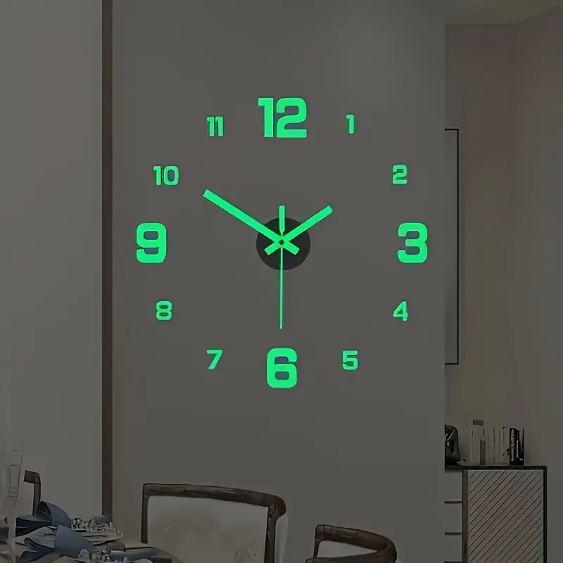 Luminous 3D Digital Wall Clock - Silent Operation, Modern Design, Perfect for Living Room & Bedroom, Auto-Lighting in Dark Environments Only, Modern Craft Decoration