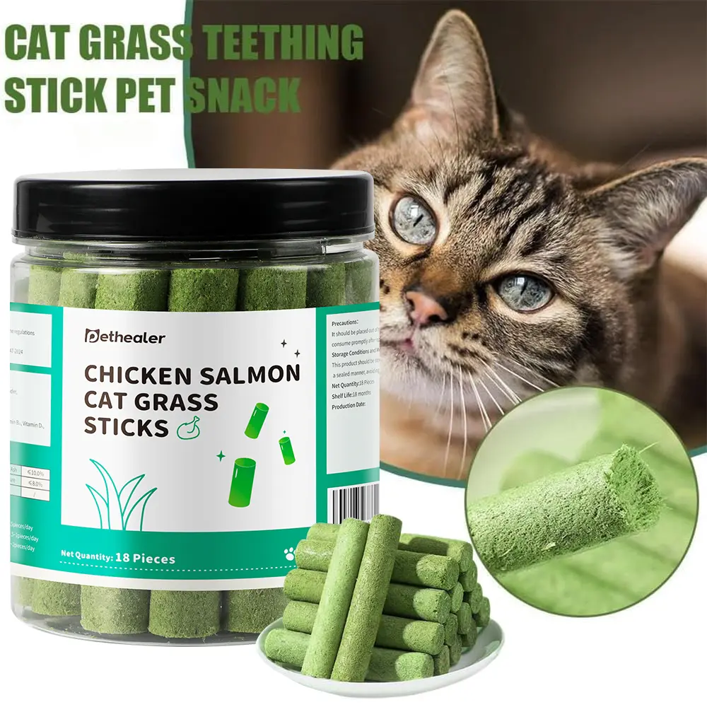 Freeze-Dried Catgrass Sticks - Natural Hairball removal Remedy, Teeth Cleaning, Benefits For Healthy Feline Digestion And Oral health Care Wholesome Cat Snack And Tablet Alternative cat grass treat hairball control snack stick hair ball