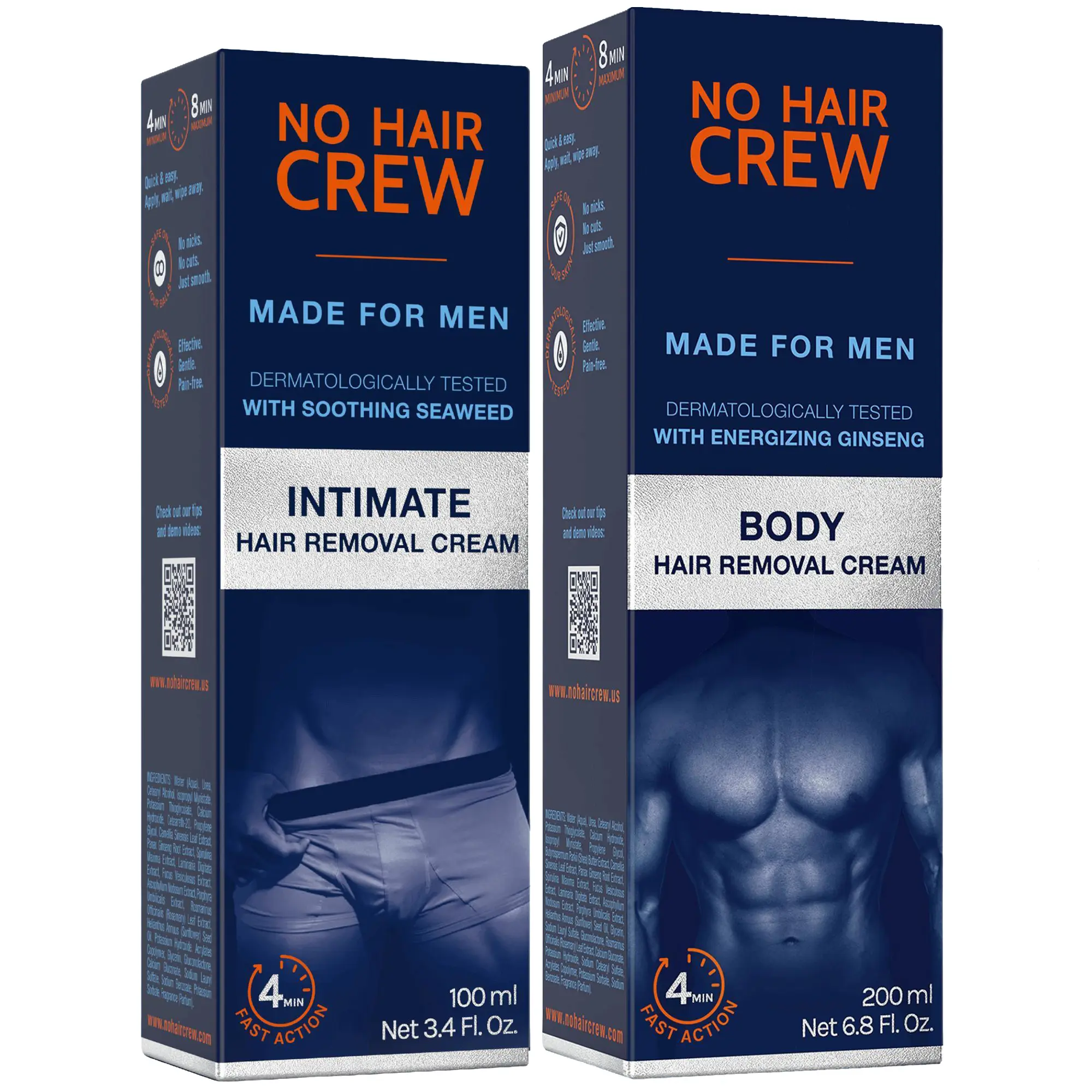 No Hair Crew Body Hair Removal Cream and Intimate Hair Removal Cream Bundle