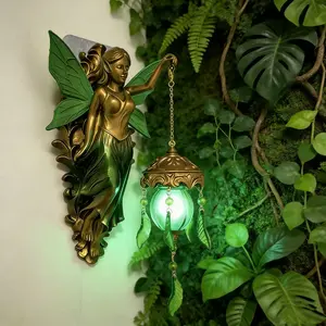Elf Wing Wall Lamp Battery Powered Vintage Style Resin Hanging Decor, Bedroom Living Room Home Garden Decoration