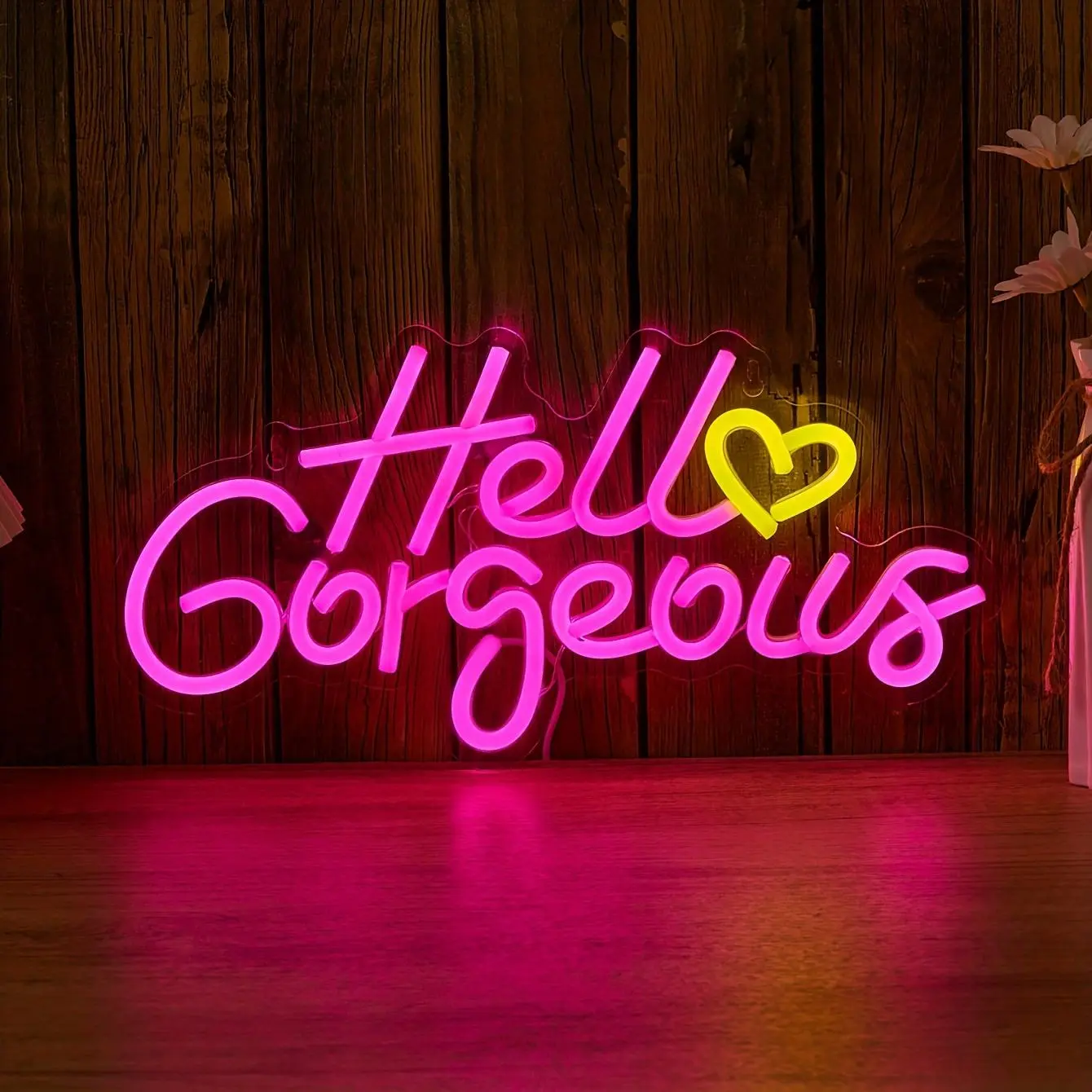 Hello Gorgeous Letter Design Neon Light, 1 Count USB Powered LED Neon Sign, Decor Lighting Neon Light Led Decoration for Home Party Wedding, Neon Accent Lights, Led Light Letters
