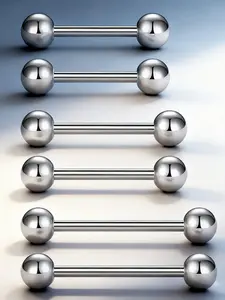 3 Pairs 14g Stainless Steel Tongue Piercing Barbell, 12mm 14mm 16mm Sizes, Durable Stylish Design, Daily Wear, Vacation, Valentine's Day, Body Piercings Set