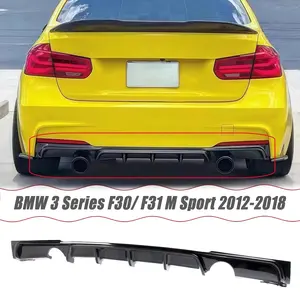 MUTUSAISI Rear Diffuser For BMW 3 Series F30/ F31/ 330i/ 335i/ 340i/ M Sport 2012-2018, M-Tech Single Muffler Dual Out Rear Bumper Lower Lip Splitter Exterior Accessories