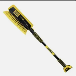 Rain-X 61" Extendable Car Snow Broom and Ice Scraper Tool, Black and Yellow,
