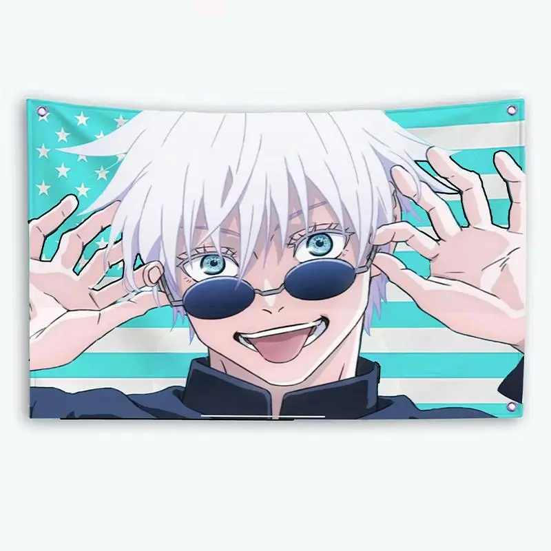Gojo Satoru American Flag Print Jujutsu Kaisen (JJK) Decorative Tapestry - Smooth, Lightweight Hanging Home Decor for Outdoor, Garage Use