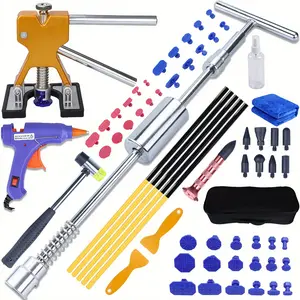 70pcs Paintless Dent Removal Kit with T-bar Dent Puller, Body Repair Dent Removal Tools,Professional Paintless Dent Repair Kit , Dent Puller For Cars,Comprehensive Car Dent Repair Kit