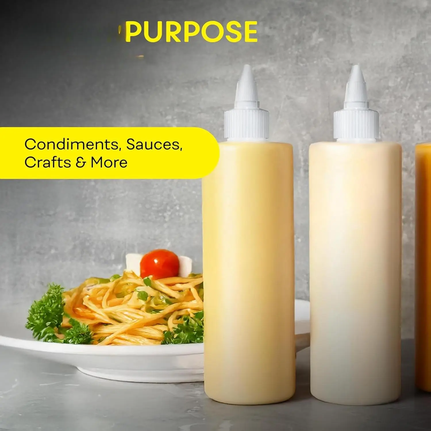 16 oz (480 ml) Reusable BPA-Free Eco-Friendly Plastic Condiment Squeeze Bottles (2-Pack) - Leakproof Twist Top Cap, Dishwasher-Safe Kitchen Home Organizer Storage Bottles for Health-Conscious Users' Seasoning, Cooking