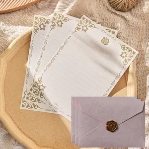 Romantic Envelope Vintage Rose Stationery Set, 19pcs Includes 13 Letter Papers + 3 Envelopes + 3 Wax Seals, Perfect for Couples