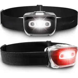 LED Headlamp 2-pack Battery Powered (AAA) (Batteries Not Included) |     Head Lamp  Running Hunting Camping Fishing Hiking with Red Light and Adjustable Headband - Bright Forehead Headlamp 7 Modes
