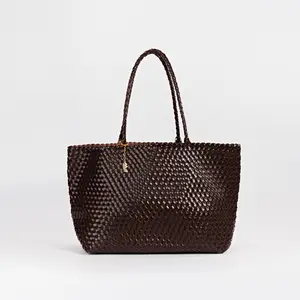 Oversized Handwoven Soft Leather Carryall Tote XL – Extra Large Woven Work Bag with Zip Pouch, Minimal Designer Shoulder Bag, Everyday Tote Casual Large Capacity
