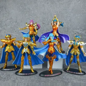 Anime Saint seiya Gold Saint Figure Aries Pisces Capricorn Aquarius Stand Animation Model Toys Gifts Collection Decoration Gold Armor Toyset