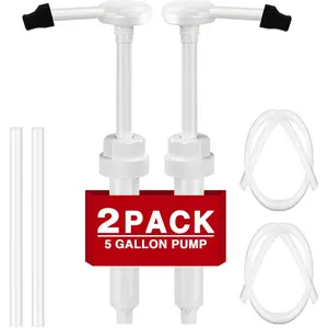 2 Pack 5 Gallon Pump Dispenser 38-400 1 oz Dispenser Pump for Large Gallon Bucket with 50cm Extended Tube, Cap to Avoid Dripping,  for Shampoo, Conditioner, Bleach Liquid, Laundry, Detergent, Oil